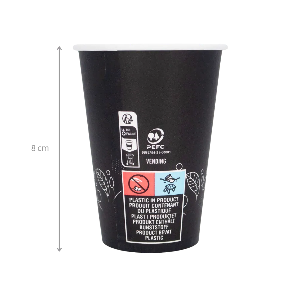 Gobelets en carton - 15cl - Noir